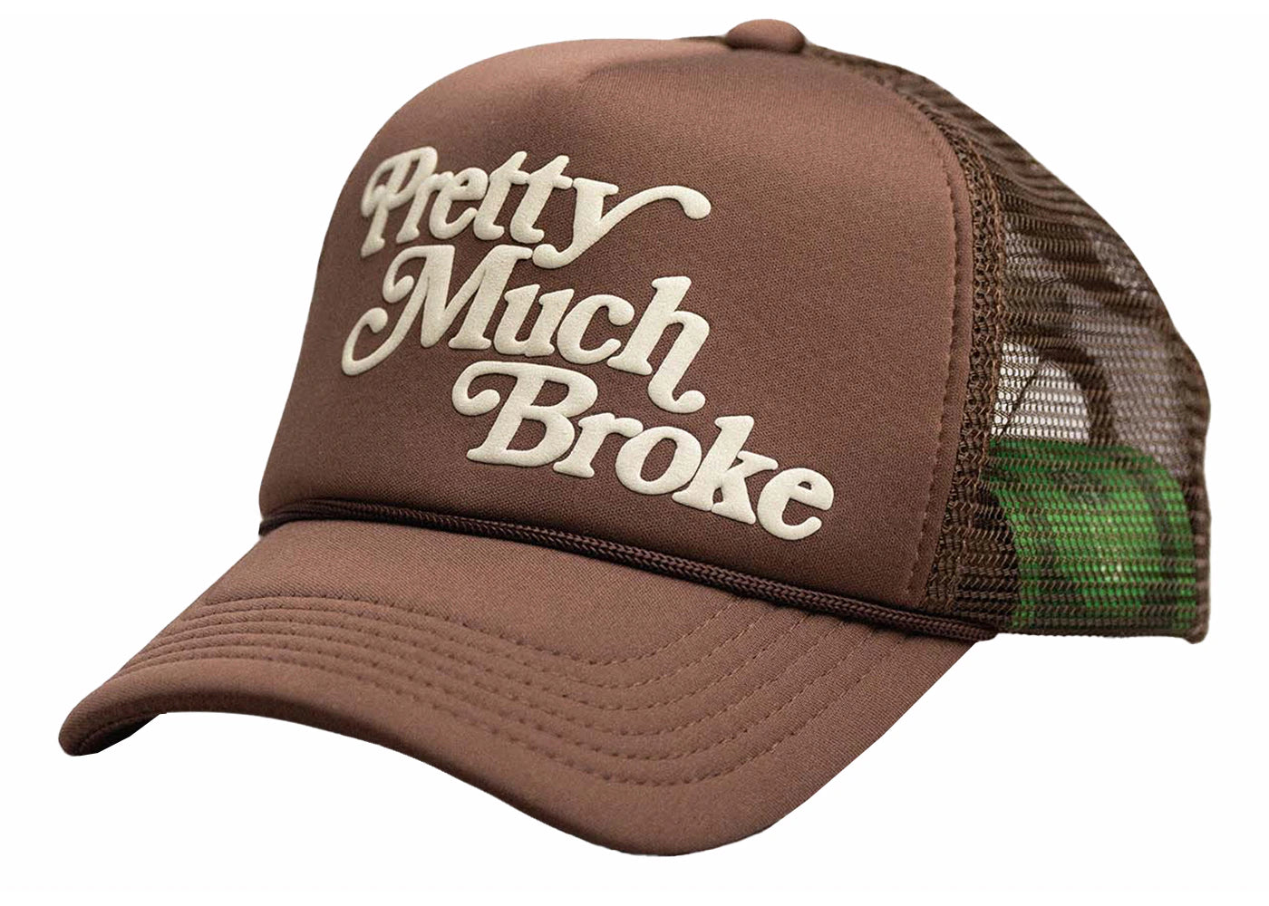 APTHCRY Pretty Much Broke Brown Numbered Trucker Hat Brown