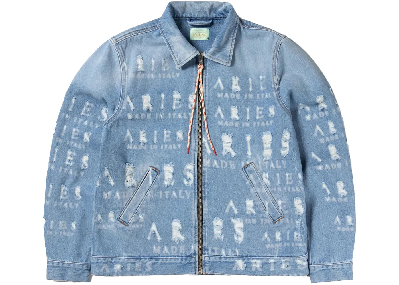 Aries Destroyed Denim Jacket Blue