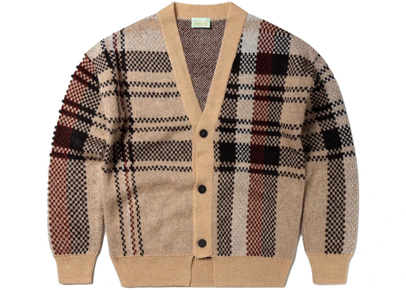 Aries Johnny Plaid Cardigan Beige