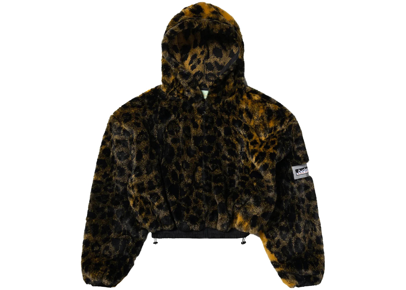 Aries Leopard Fur Cropped Hoodie Multi