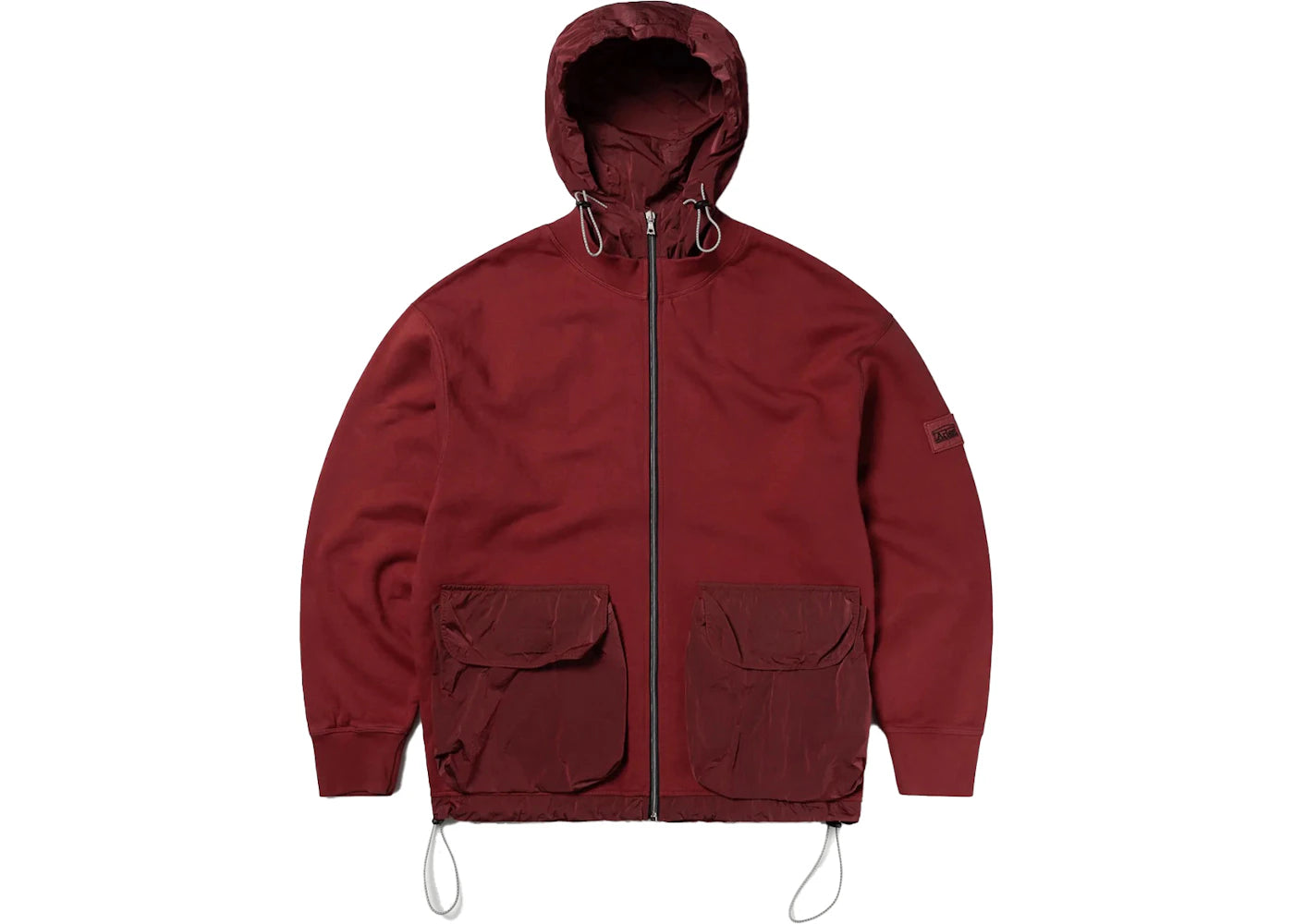 Aries Nylon Hybrid Zip Through Sweat Jacket Red