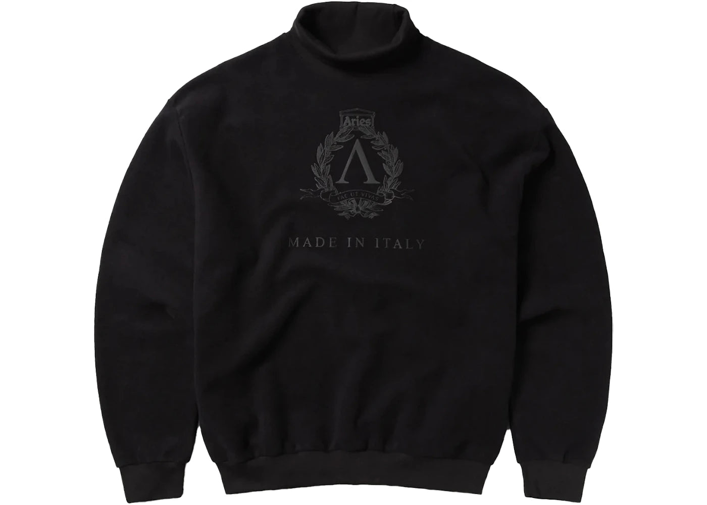 Aries Premium Laurel High Neck Sweatshirt Black