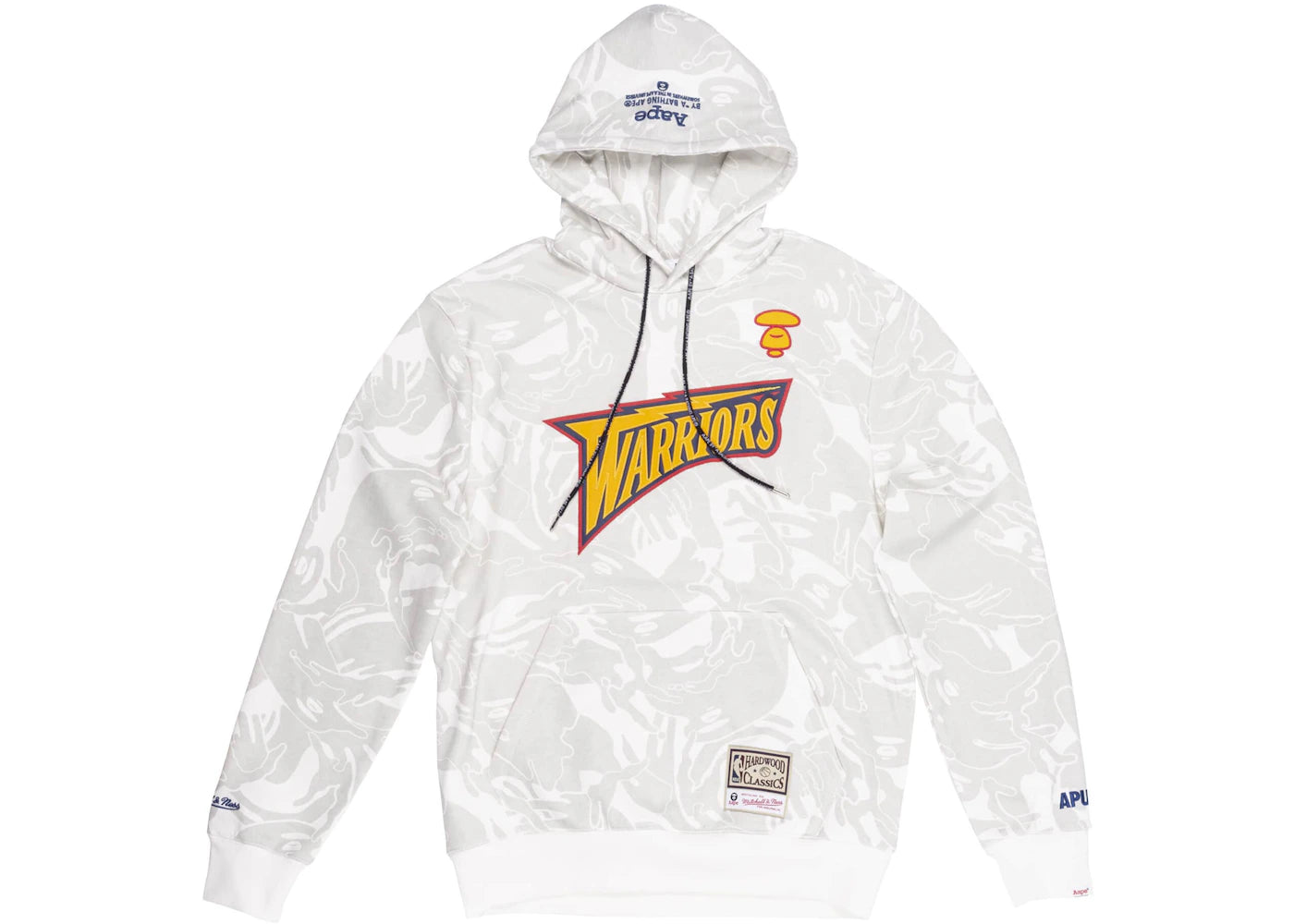 Aape x Mitchell & Ness Golden State Warriors Hoodie White