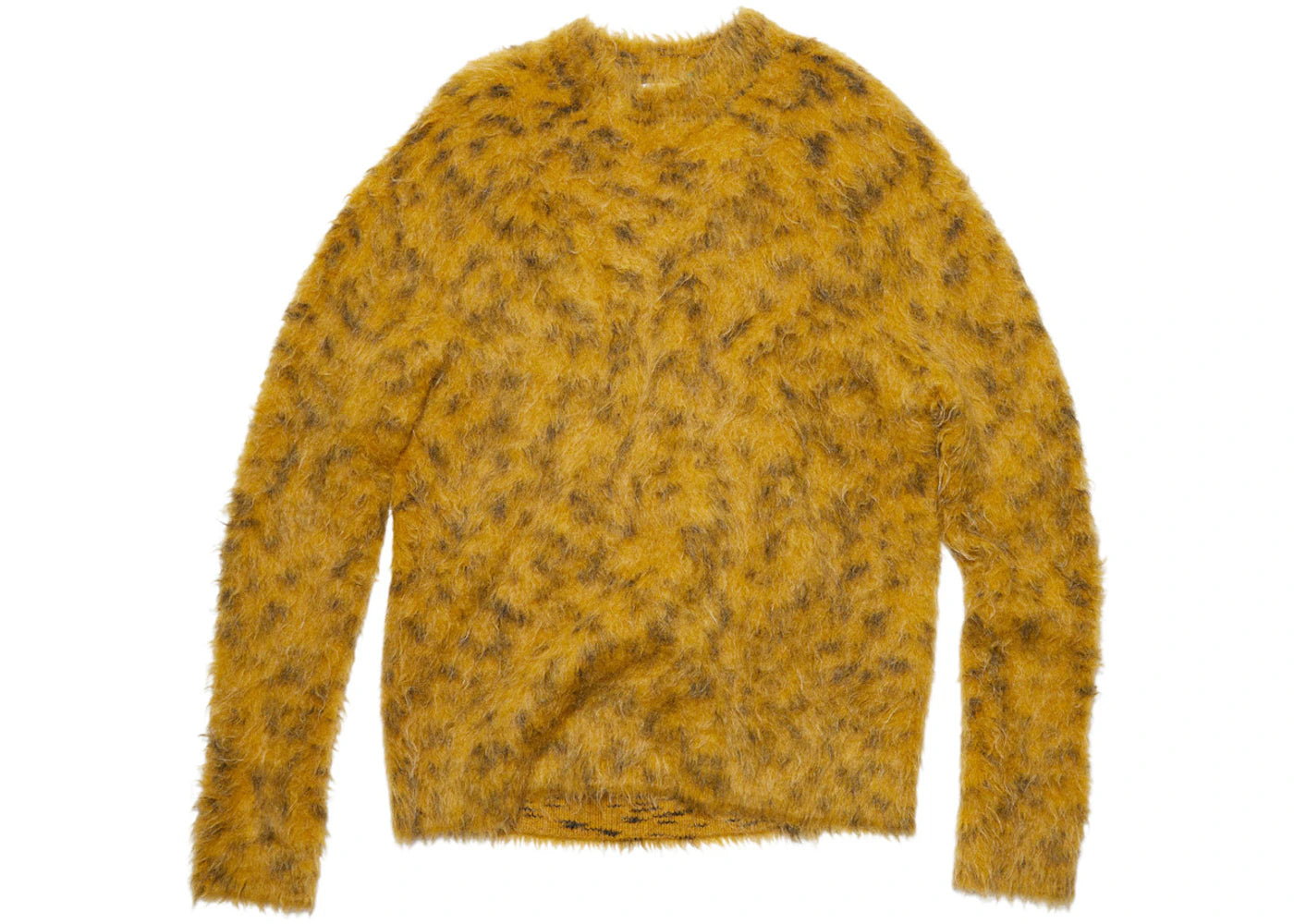 Acne Studios Brushed Hairy Woolly Fabric Crewneck Jumper Mustard Yellow/White