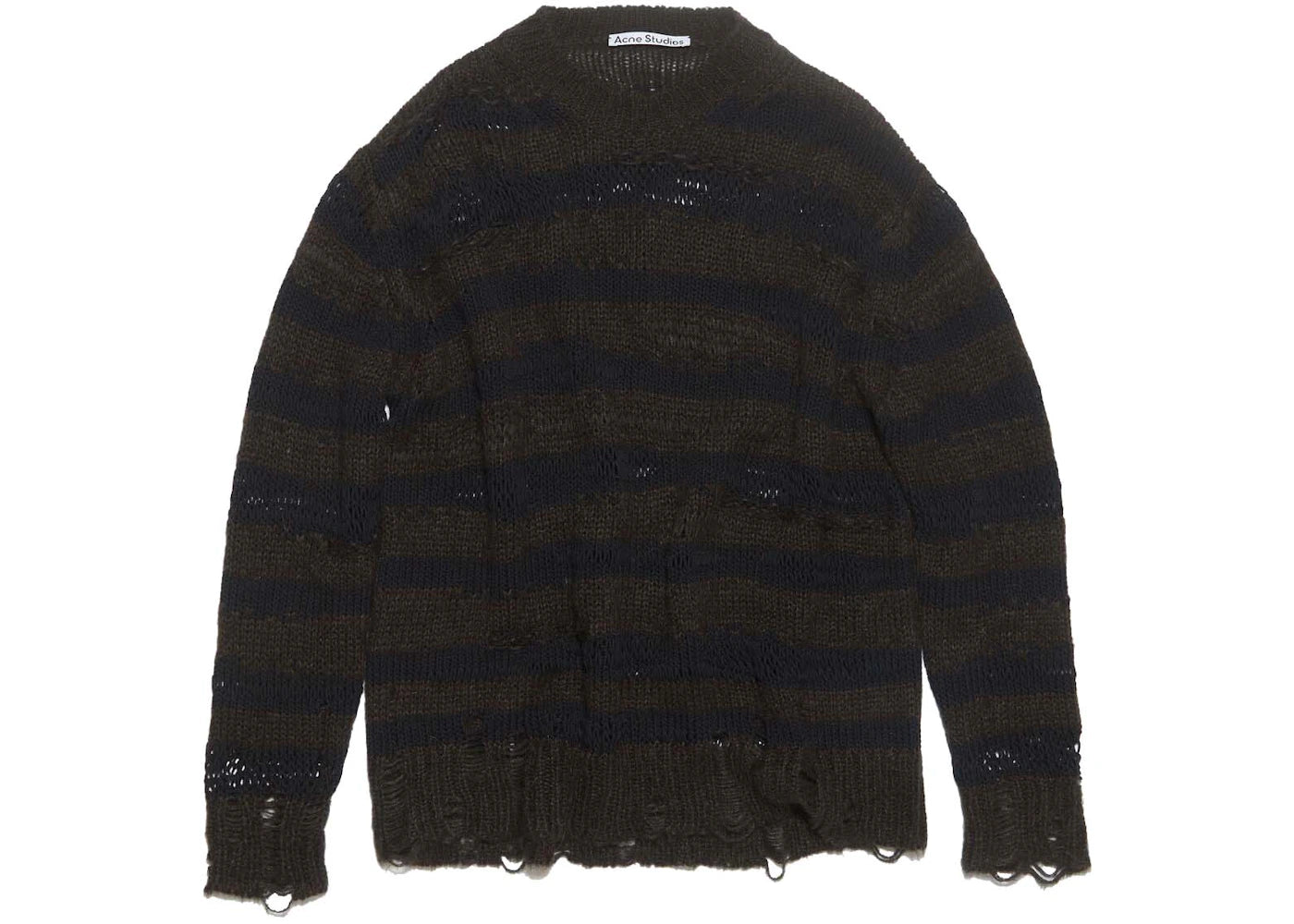 Acne Studios Distressed Stripe Jumper Charcoal Grey