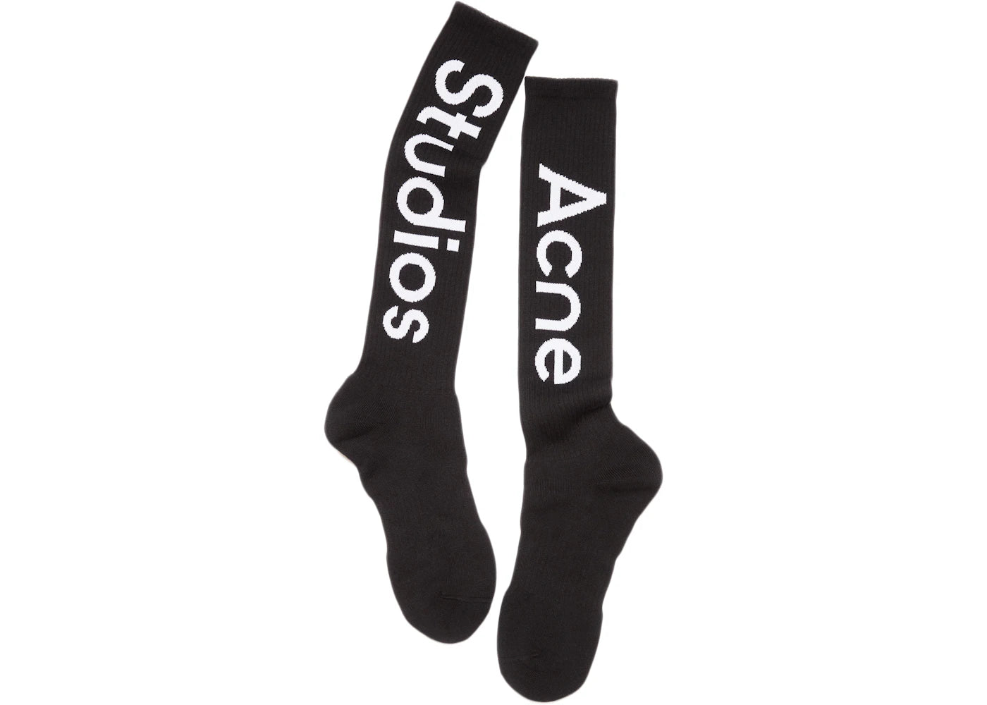 Acne Studios Logo Contrast Knee-High Socks Black