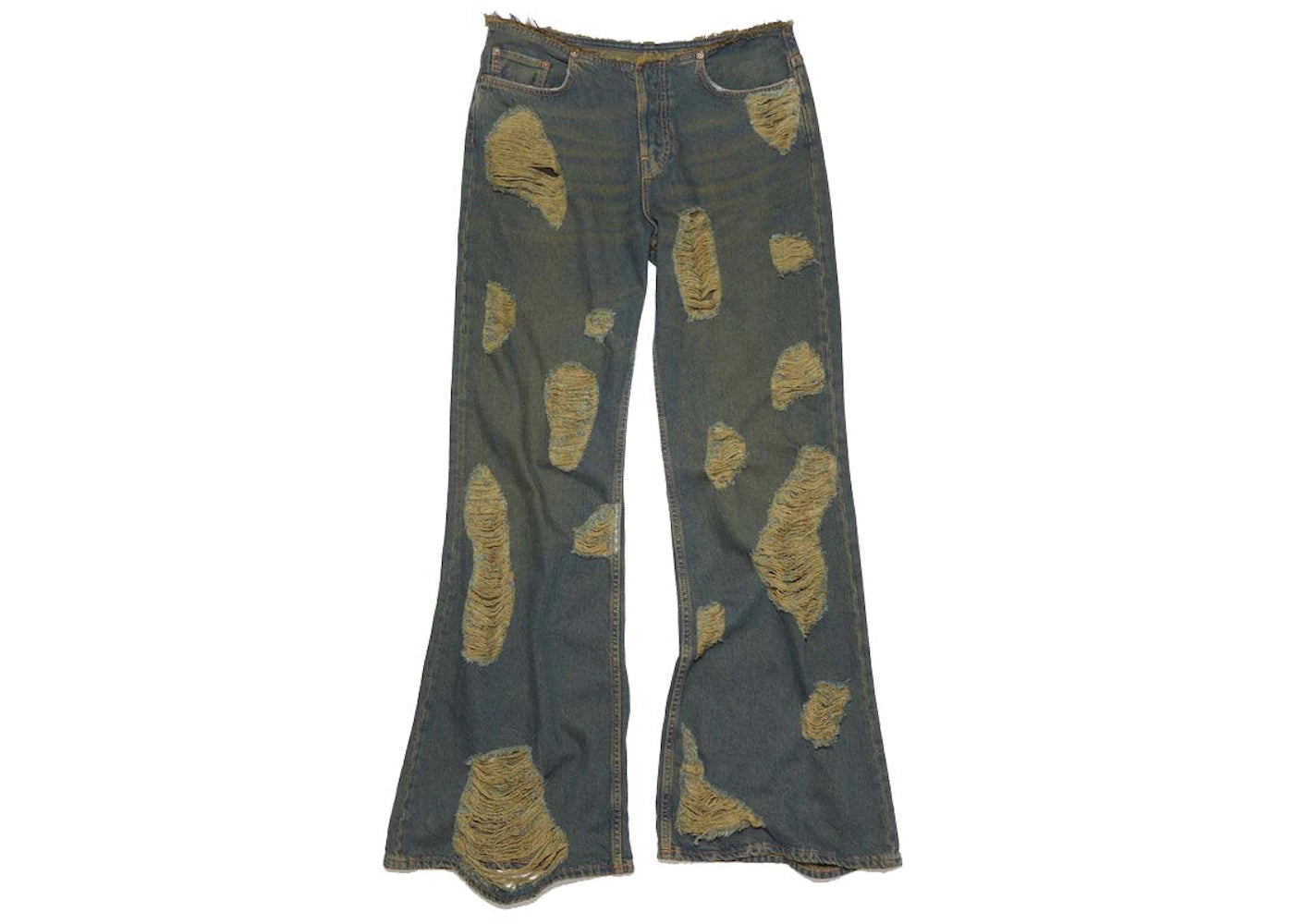 Acne Studios Loose Fit Distressed Jeans Blue/Green