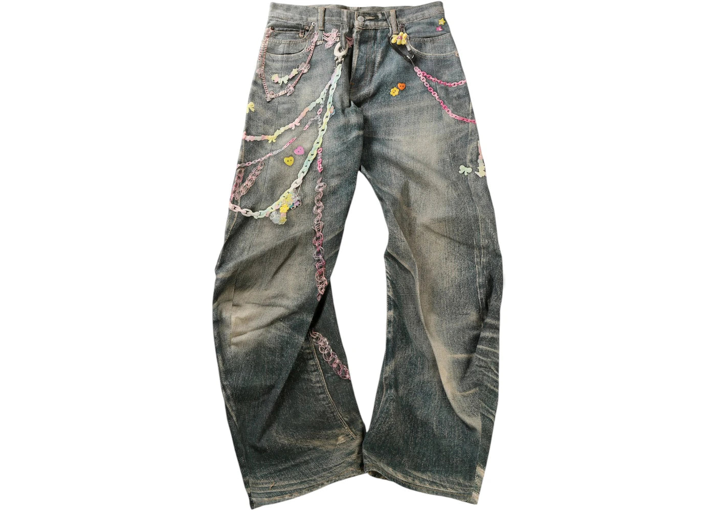 Acne Studios Women's Loose Fit Printed 2 Jean Mid Blue