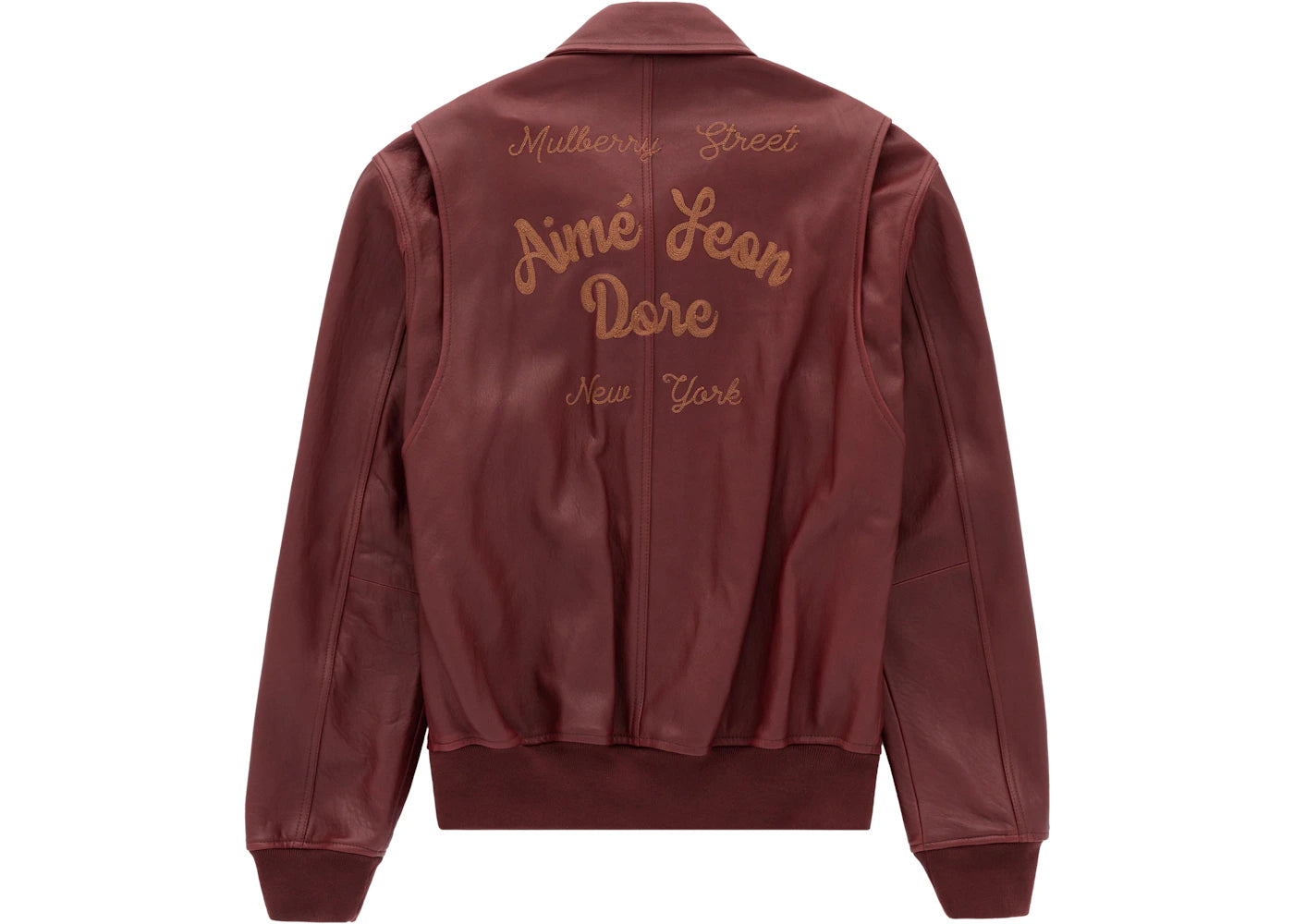 Aime Leon Dore Chainstitch Leather Bomber Jacket Brown