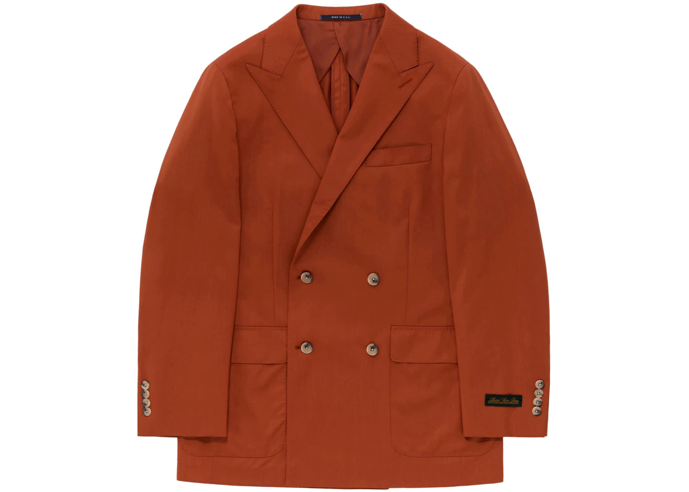 Aime Leon Dore Double-Breasted Tropical Wool Suit Jacket Orange