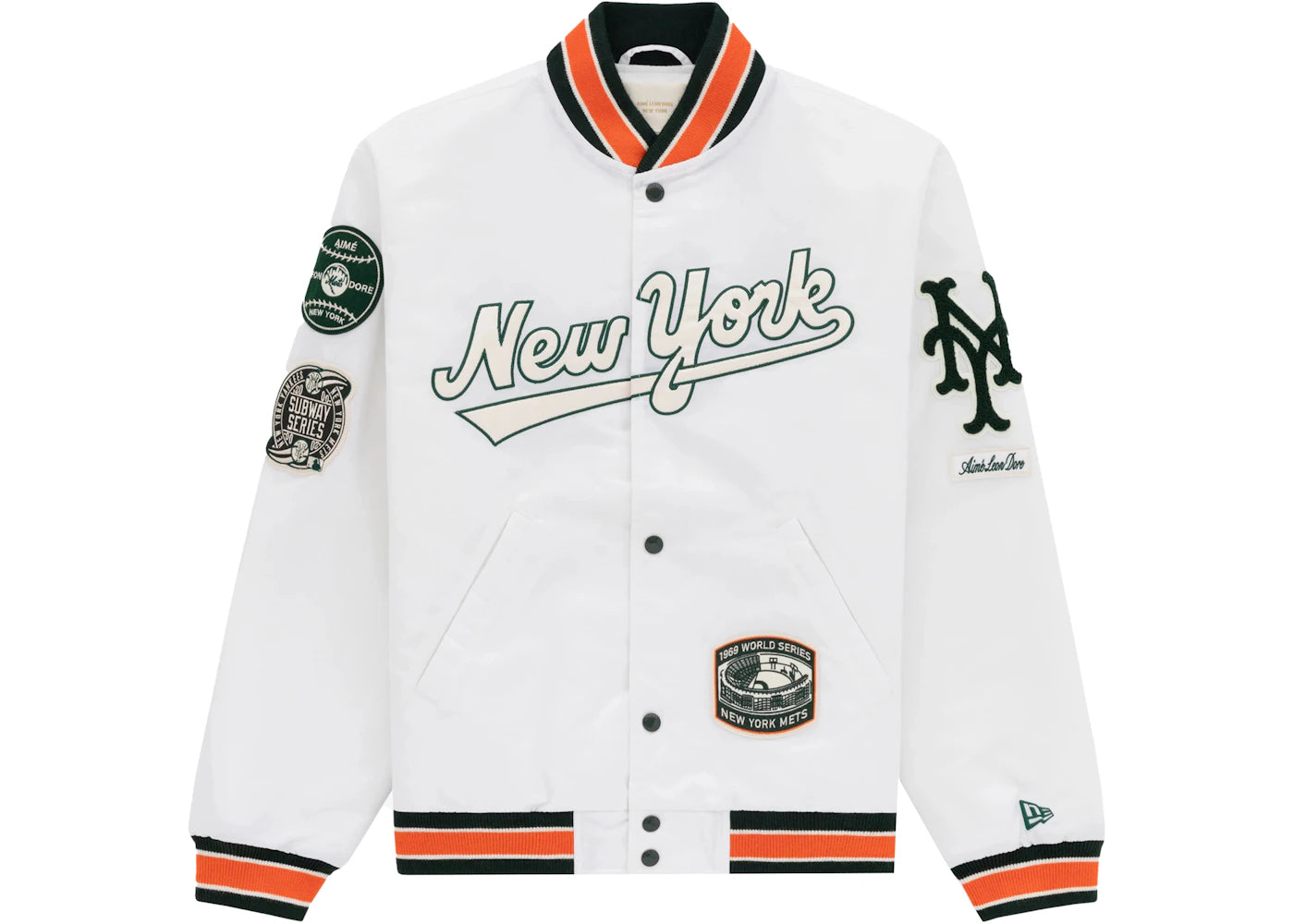 Aime Leon Dore Mets Satin Stadium Jacket Cream