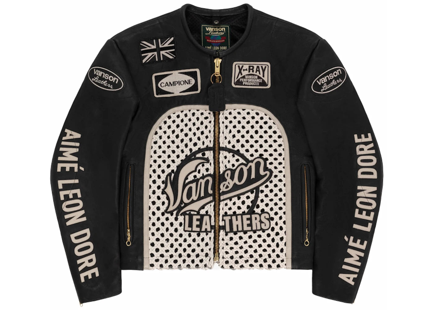 Aime Leon Dore Vanson Raffia Leather Jacket Black