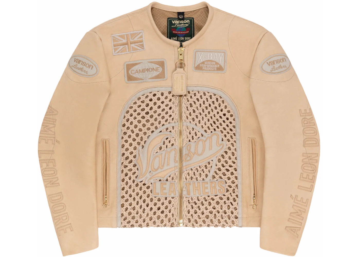 Aime Leon Dore Vanson Raffia Leather Jacket Tan