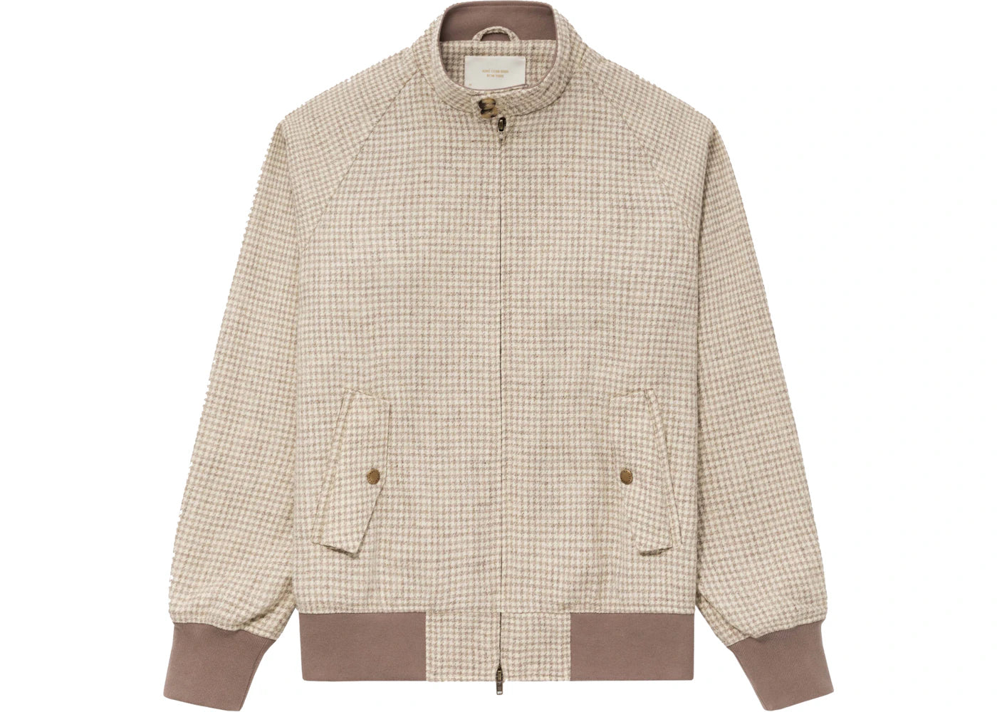 Aime Leon Dore Wool Harrington Jacket Cream Houndstooth