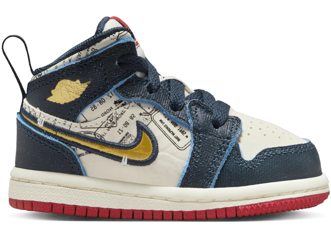 Jordan 1 Mid SE Armory Navy Pale Ivory Sport Red Metallic Gold (TD)