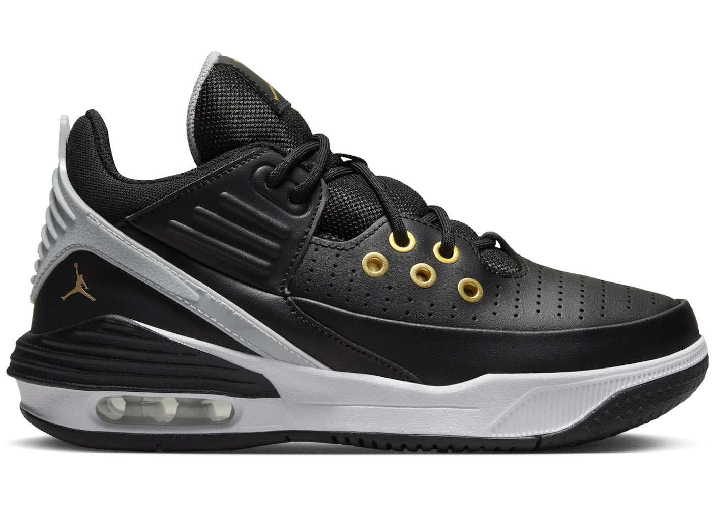 Jordan Max Aura 5 Black White Wolf Grey Metallic Gold (GS)