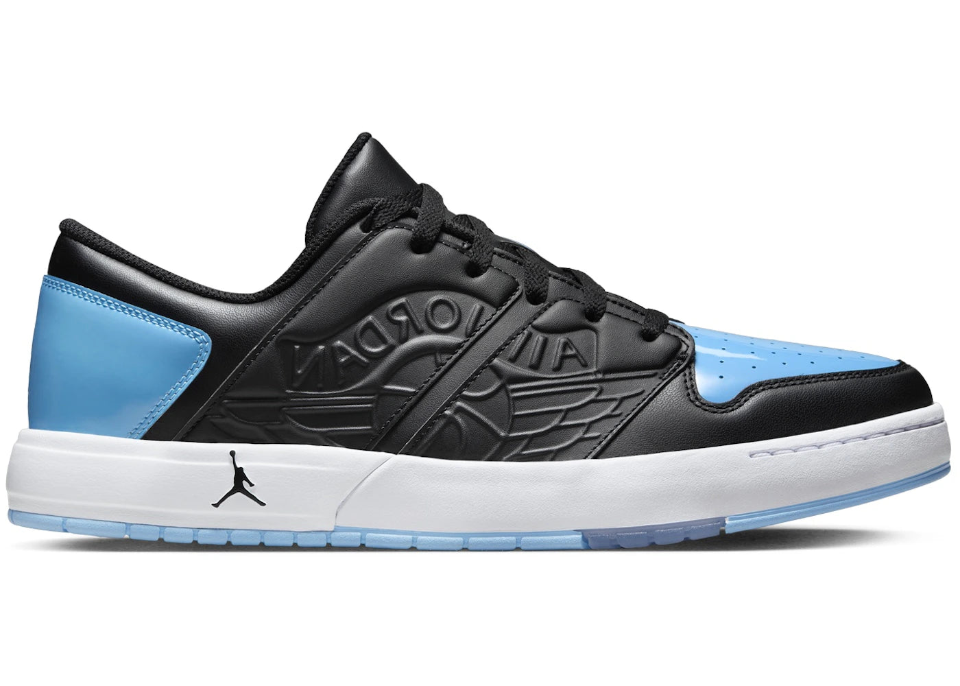 Jordan Nu Retro 1 Low Black White Football Grey University Blue