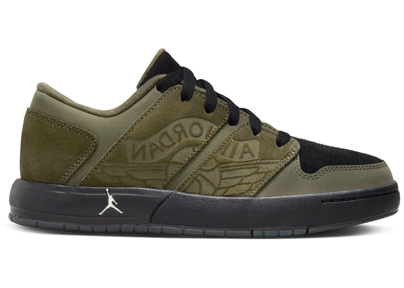 Jordan Nu Retro 1 Low Medium Olive Light Bone Anthracite Black (GS)