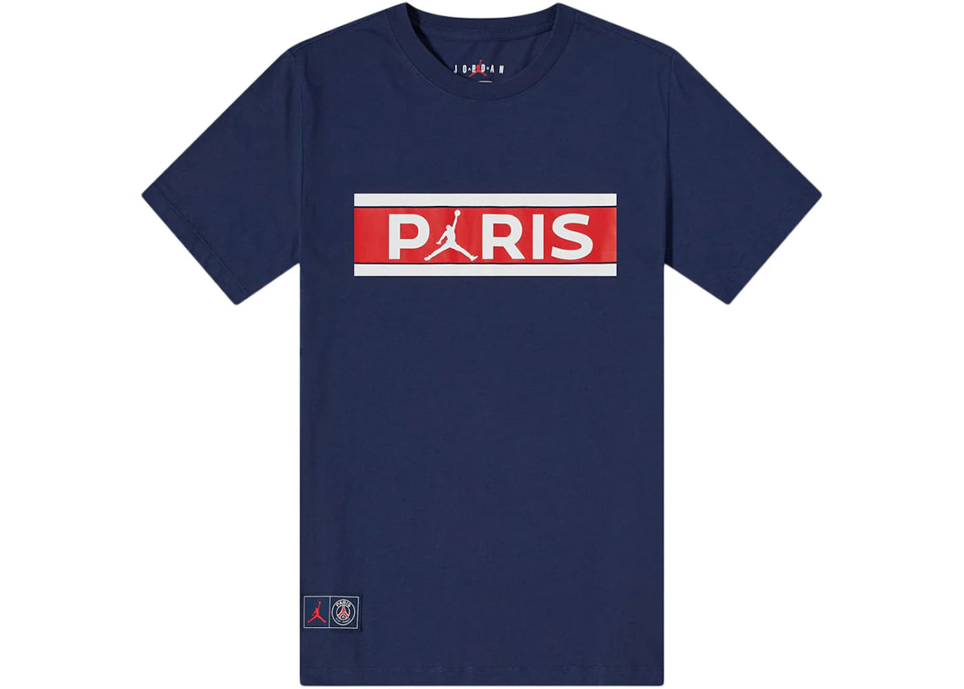 Jordan x Paris Saint-Germain Block Logo T-Shirt Midnight Navy/Red/White
