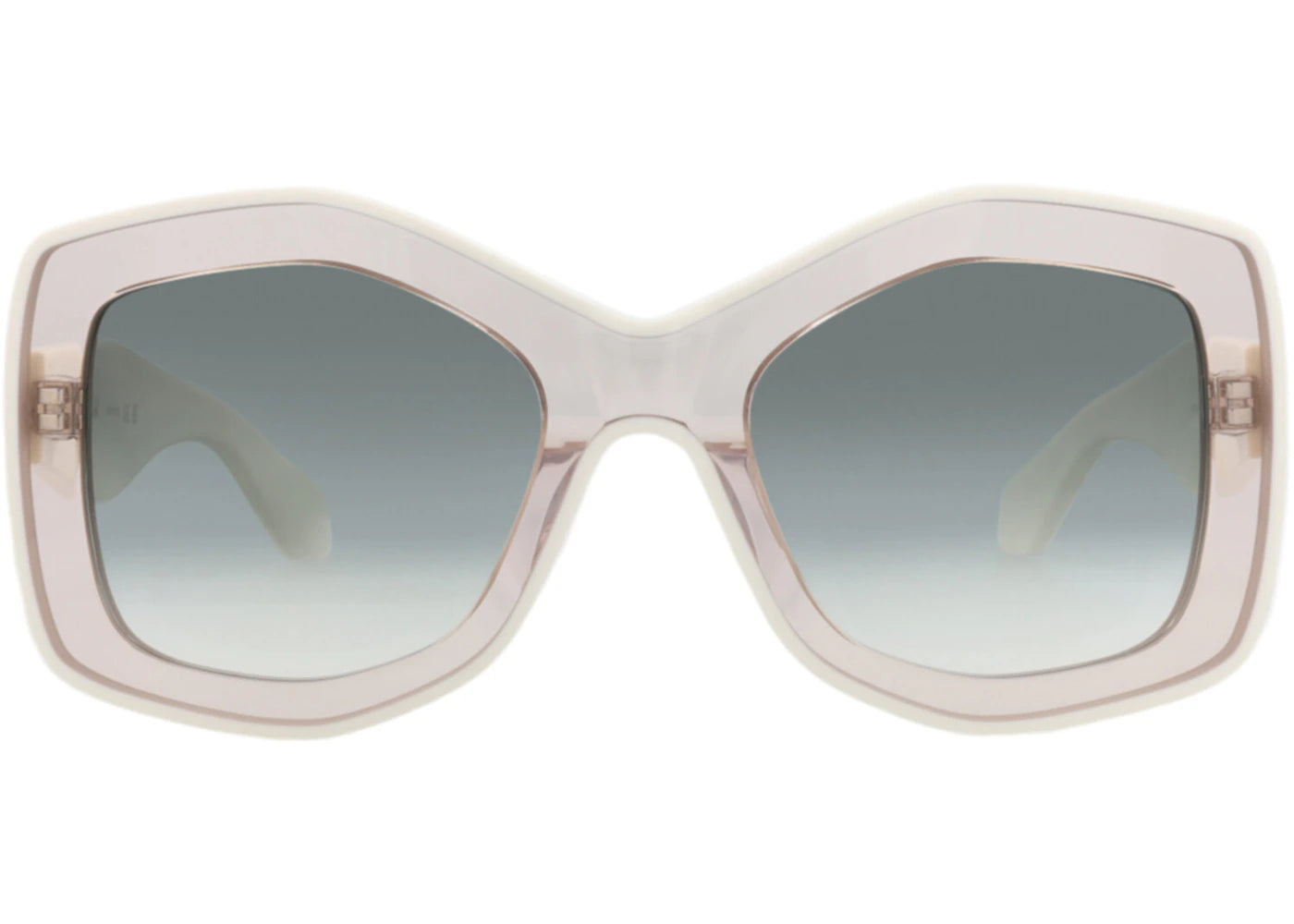 Alaia Square-Frame Recycled Acetate Sunglasses Nude White Green (AA0066S-30014220-002)