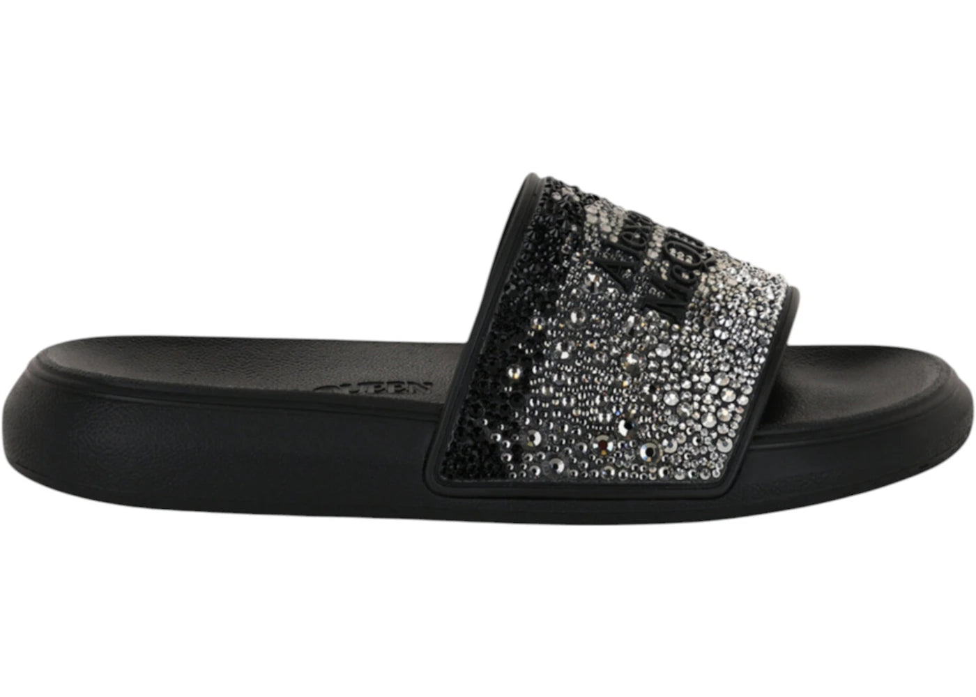Alexander McQueen Crystal Embellished Slides Black Silver (Women's)