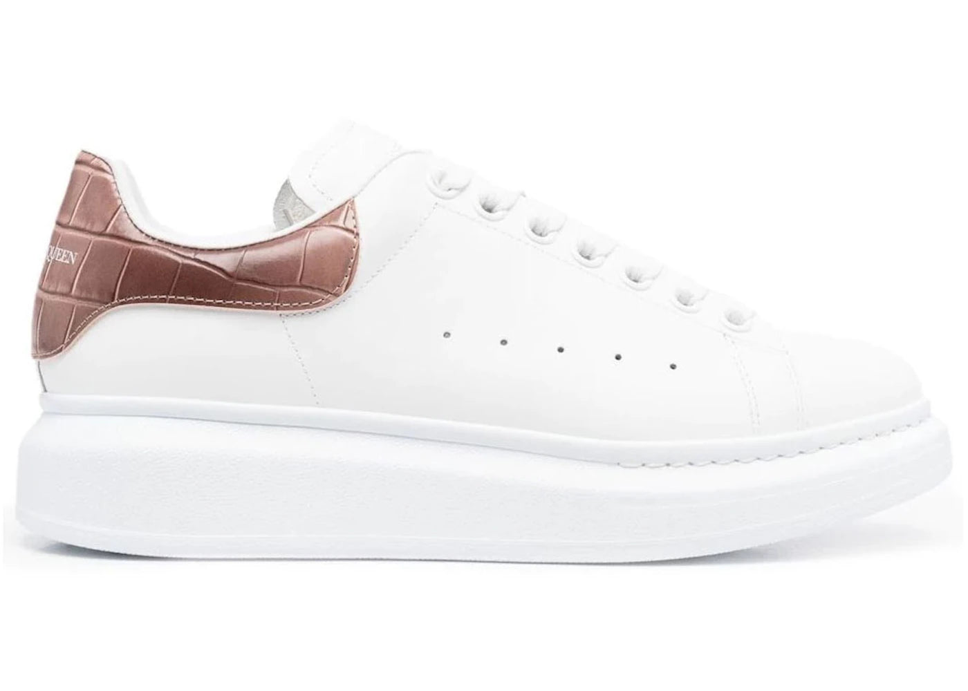 Alexander McQueen Oversized White Burnt Pink Croc (Women's)