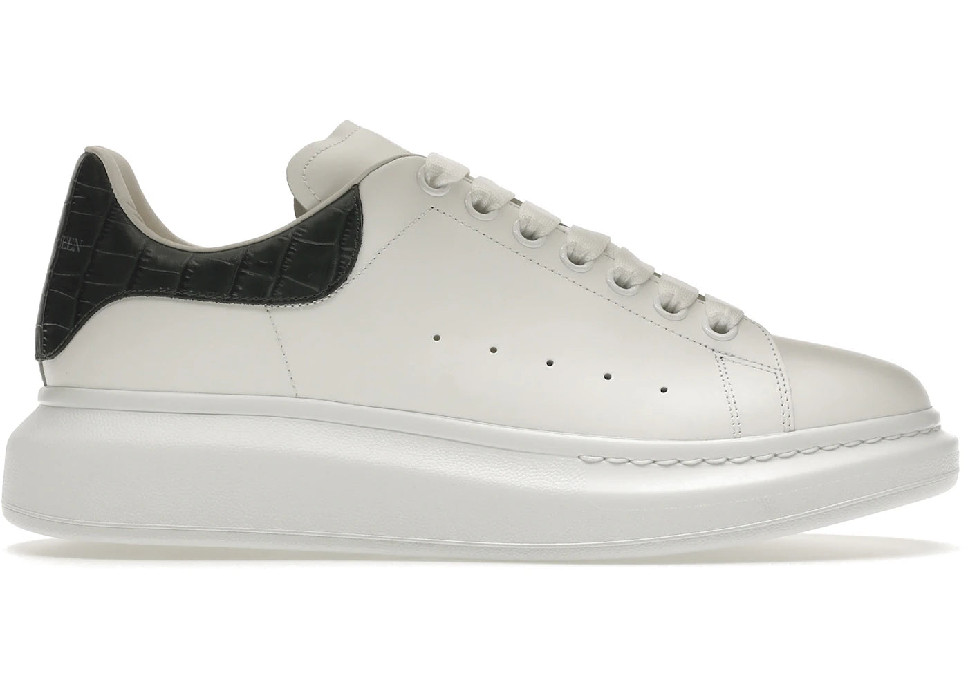 Alexander McQueen Oversized White Forest Green Embossed Croco