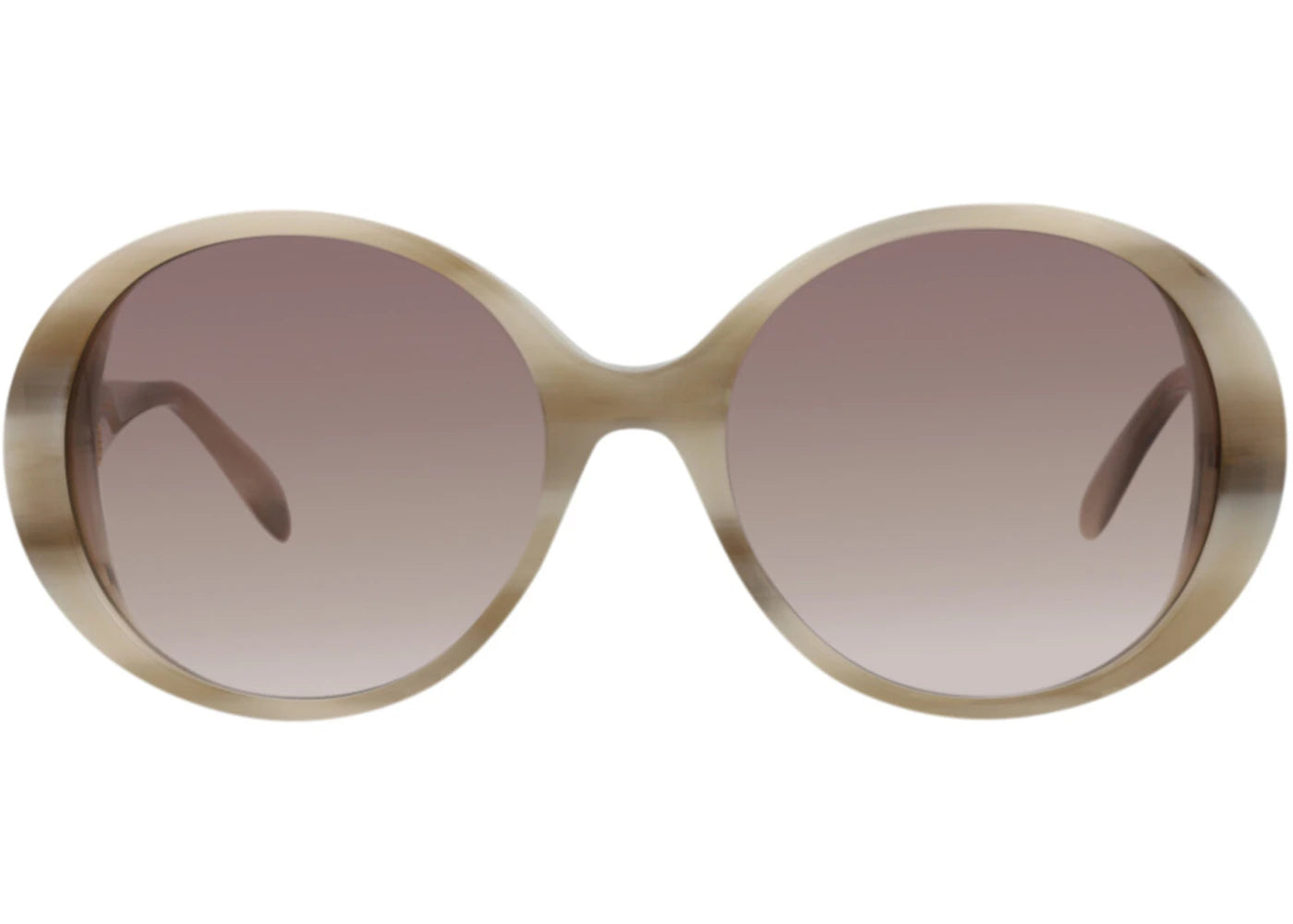 Alexander McQueen Round-Frame Acetate Sunglasses Ivory Ivory Brown (AM0285S-30009390-004)