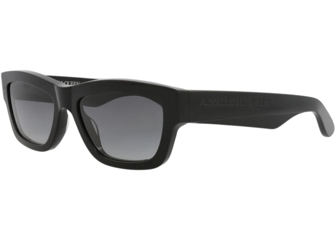 Alexander McQueen Square Rectangle Sunglasses Black Black Grey (AM0419S-30014614-001)