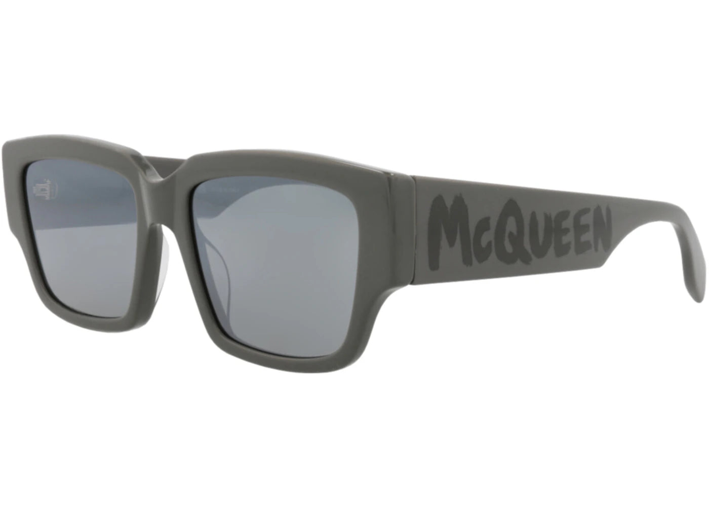 Alexander McQueen Square Rectangle Sunglasses Grey Grey Silver (AM0329S-30011473-006)