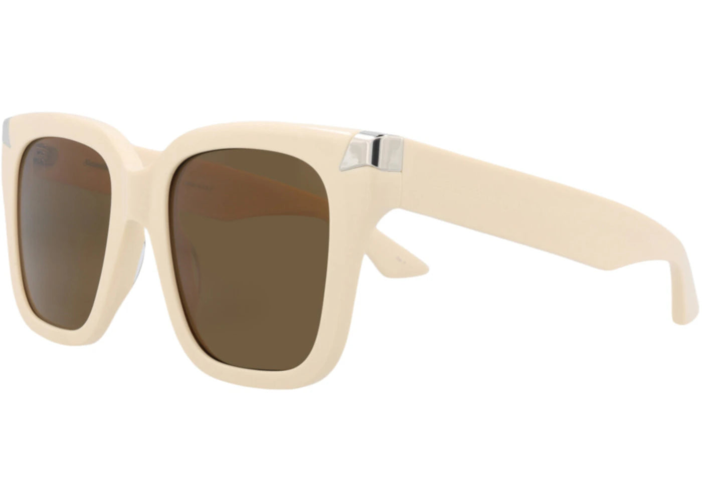 Alexander McQueen Square Rectangle Sunglasses Ivory Ivory Brown (AM0440S-30015177-004)