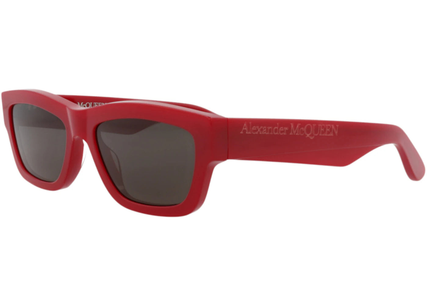 Alexander McQueen Square Rectangle Sunglasses Red Red Grey (AM0419S-30014614-004)