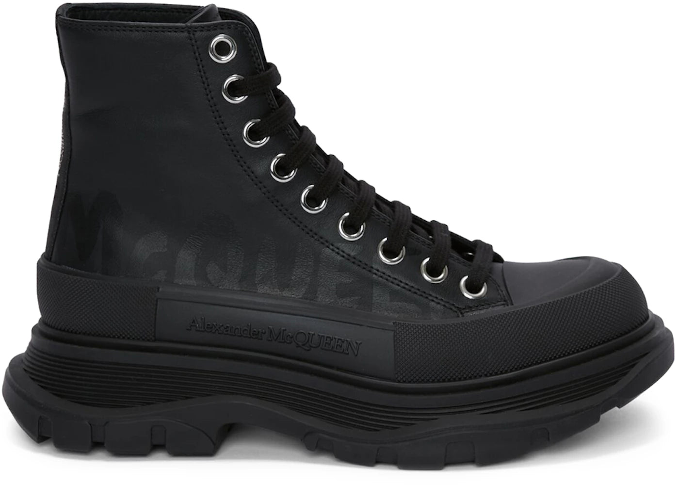 Alexander McQueen Tread Slick Boot Graffiti Black Black (Women's)