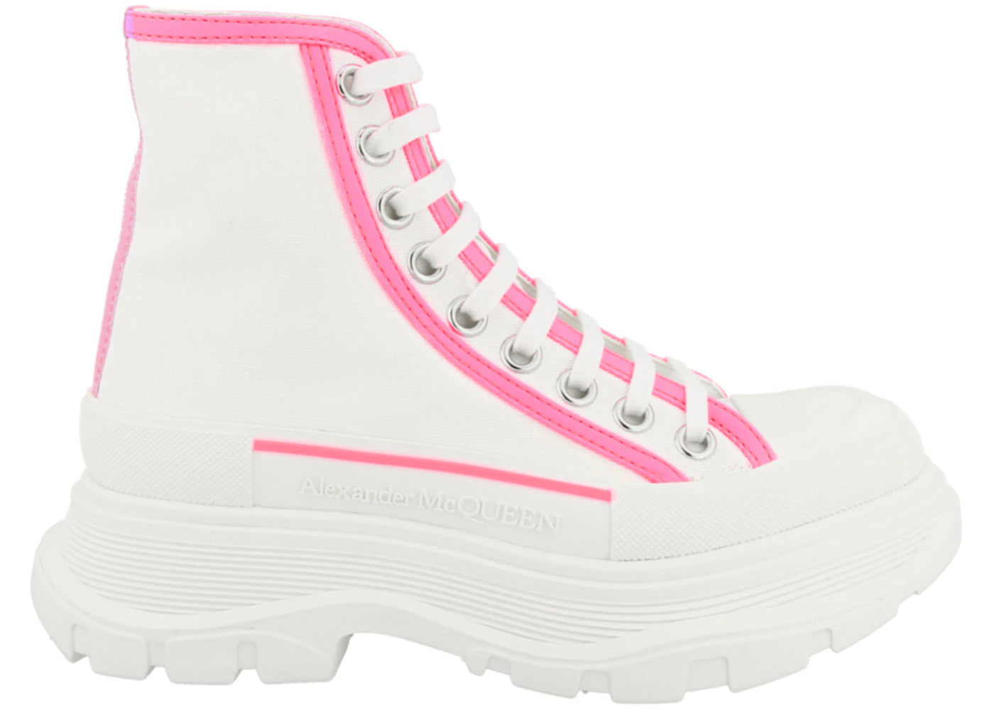 Alexander McQueen Tread Slick Lace-Up Boots White Fluo Pink (Women's)