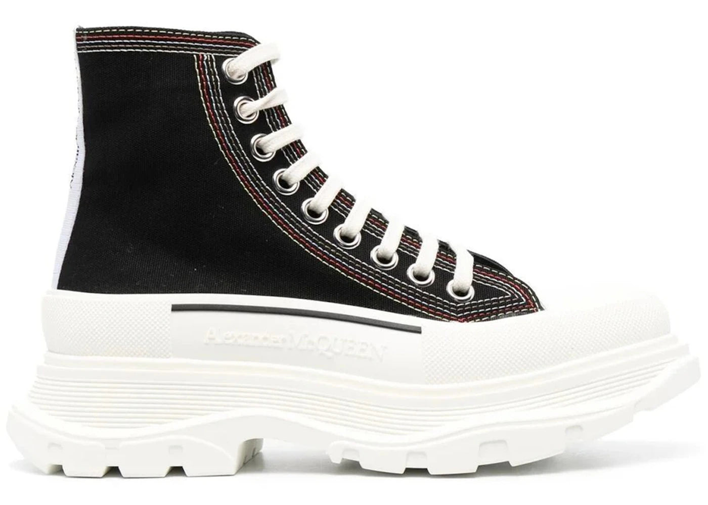 Alexander McQueen Tread Slick Lace Up Boot Denim Black