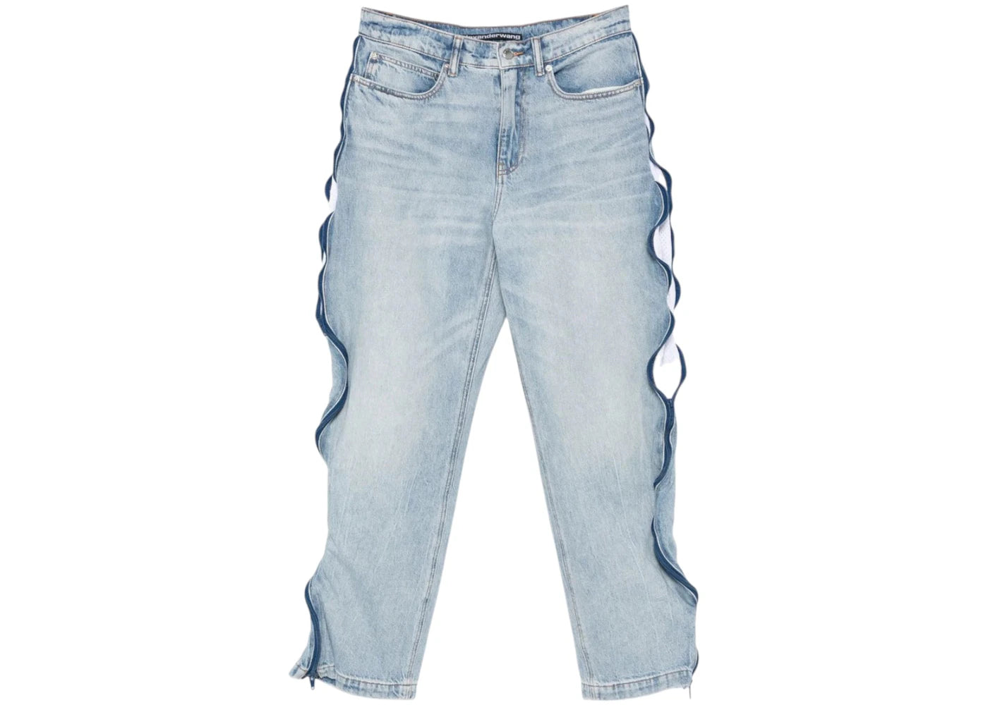 Alexander Wang Basketball Mesh Curved Zipper Pant Vintage Bleach Blue