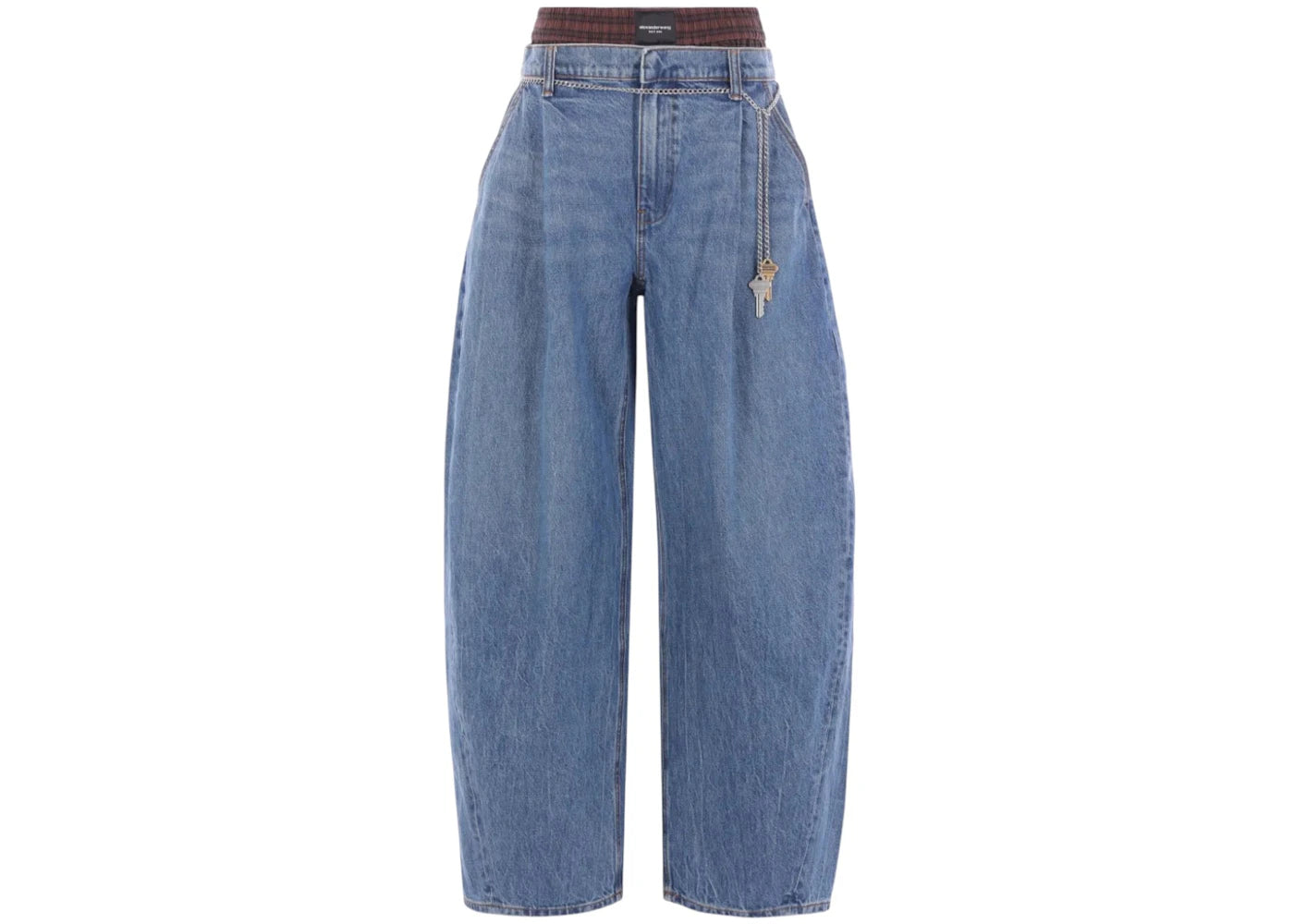 Alexander Wang Chain Belt Prestyled Oversized Pleated Jean Deep Blue