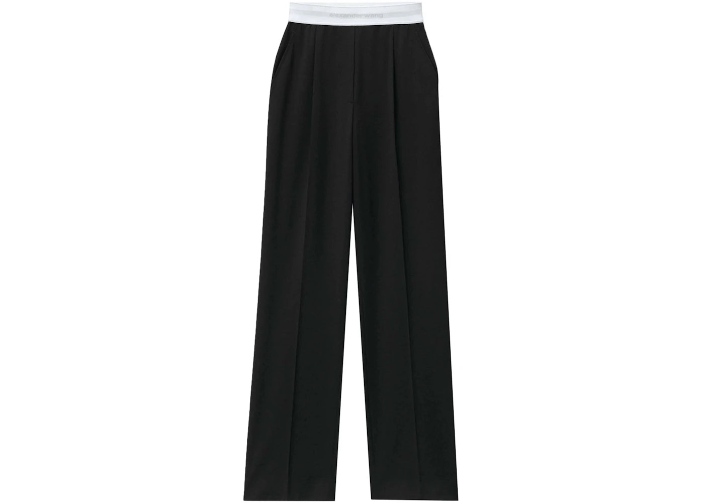 Alexander Wang High Waisted Pleated Logo Elastic Pant Black