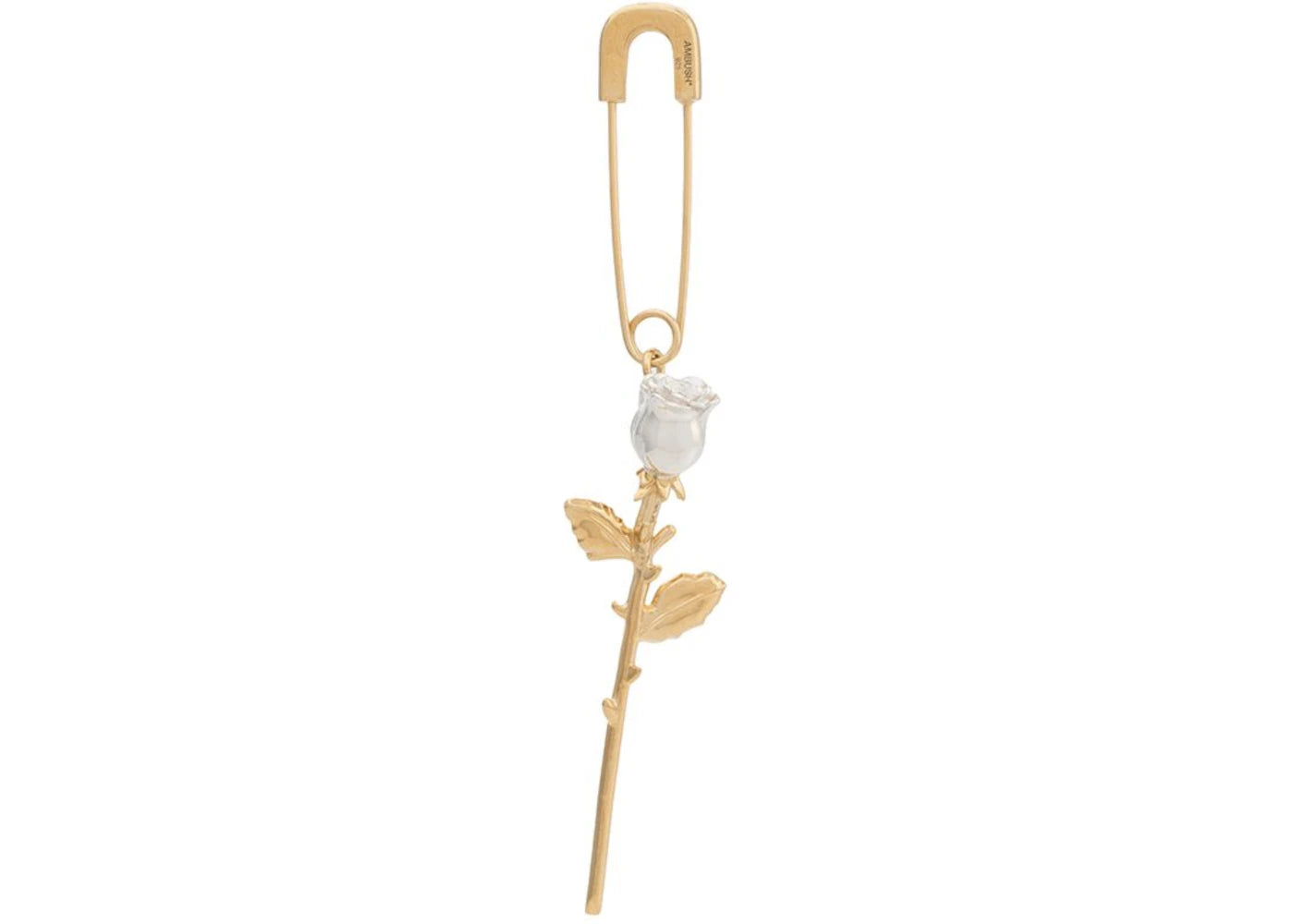 Ambush Safety Pin Rose Charm Earring Gold