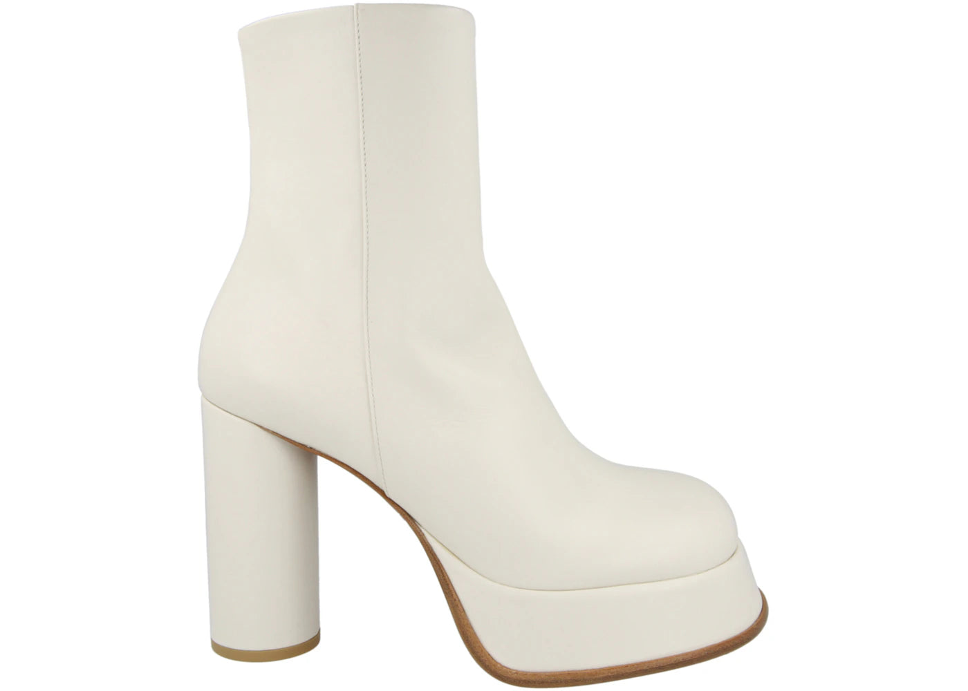 Ambush Square-Toe Platform Boots White Leather (Women's)