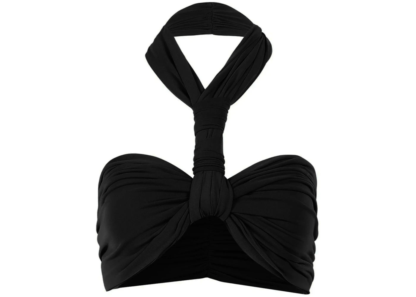 Ambush Twist Halter Neck Ruched Cropped Top Black
