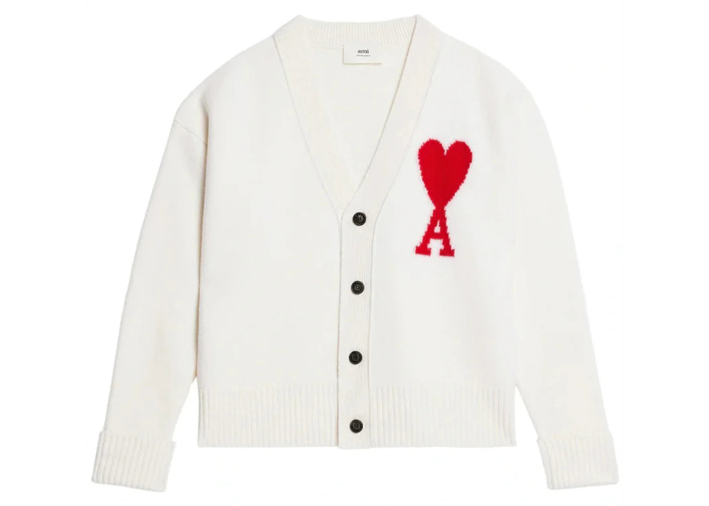 Ami Paris ADC Cardigan Off White/Red