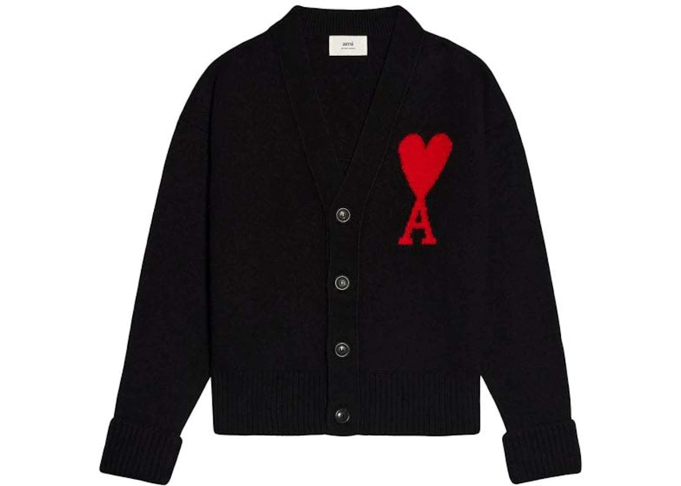 Ami Paris Ami De Coeur Cardigan Black/Red