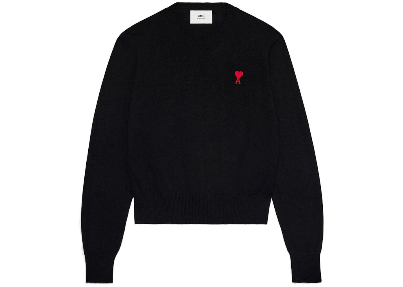 Ami Paris Ami De Coeur Embroidery Crewneck Sweater Black