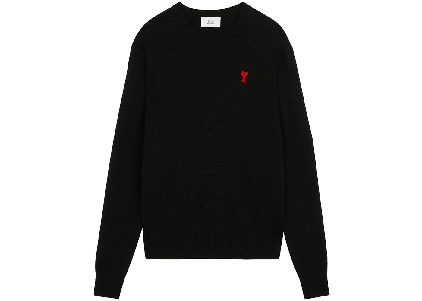 Ami Paris Ami De Coeur Merino Wool Crewneck Sweater Black/Red