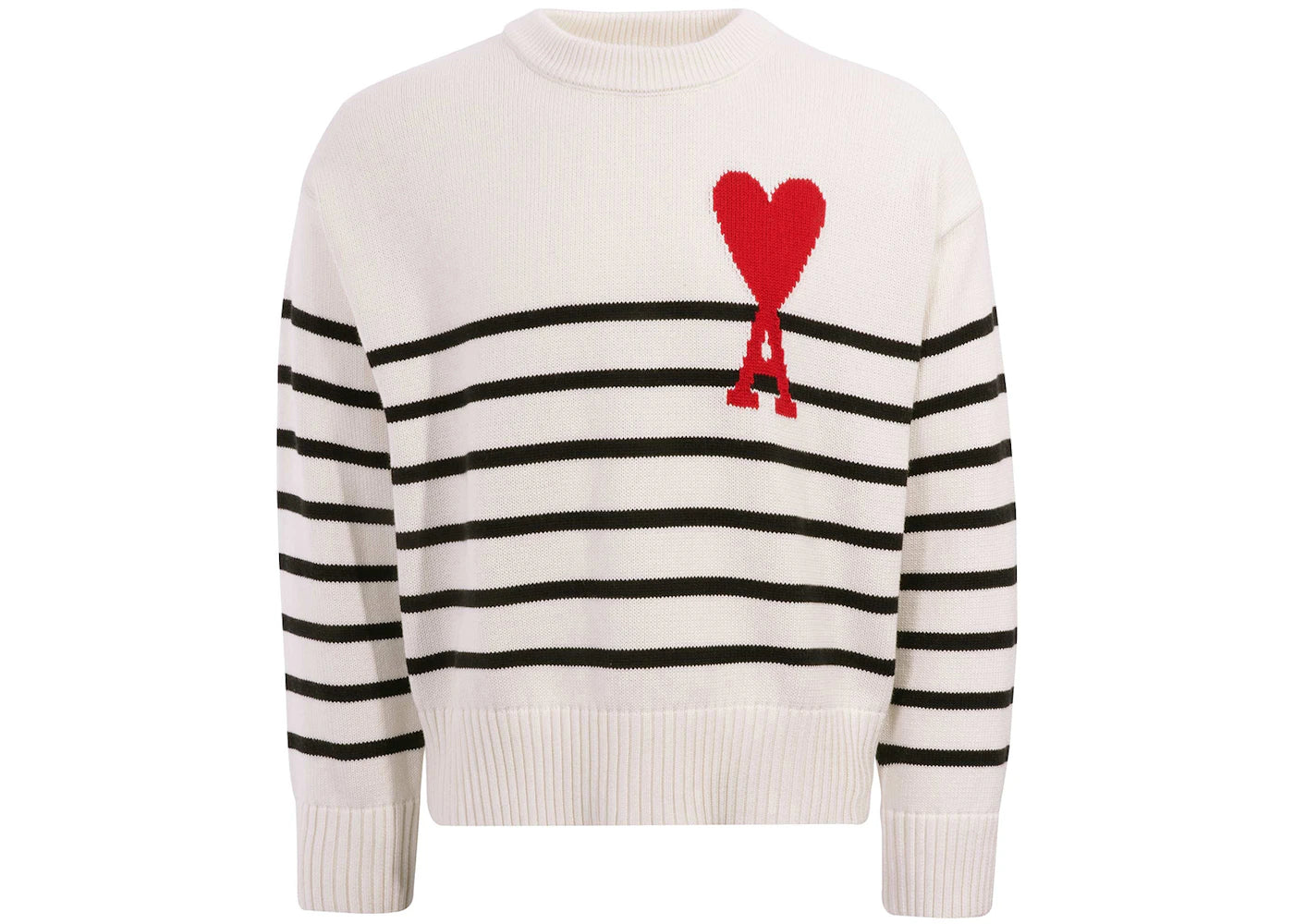 Ami Paris Ami De Coeur Striped Sweater White