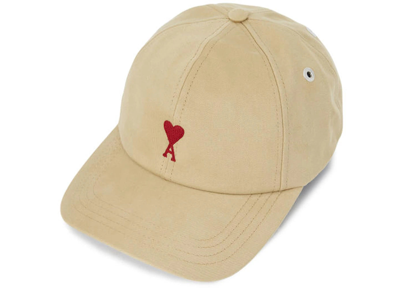 Ami Paris Ami de Coeur Embroidery Cap Beige/Red