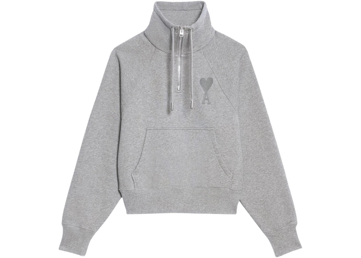 Ami Paris Ami de Coeur Half-Zip Boxy Fit Sweatshirt Grey/Grey