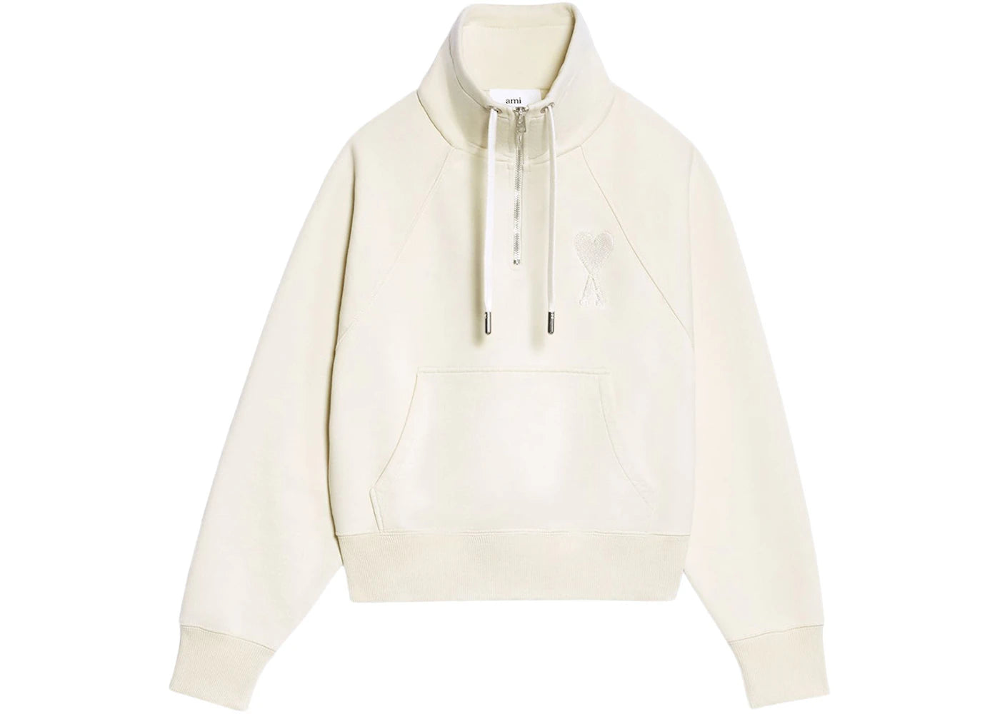 Ami Paris Ami de Coeur Half-Zip Boxy Fit Sweatshirt Off White/Off White