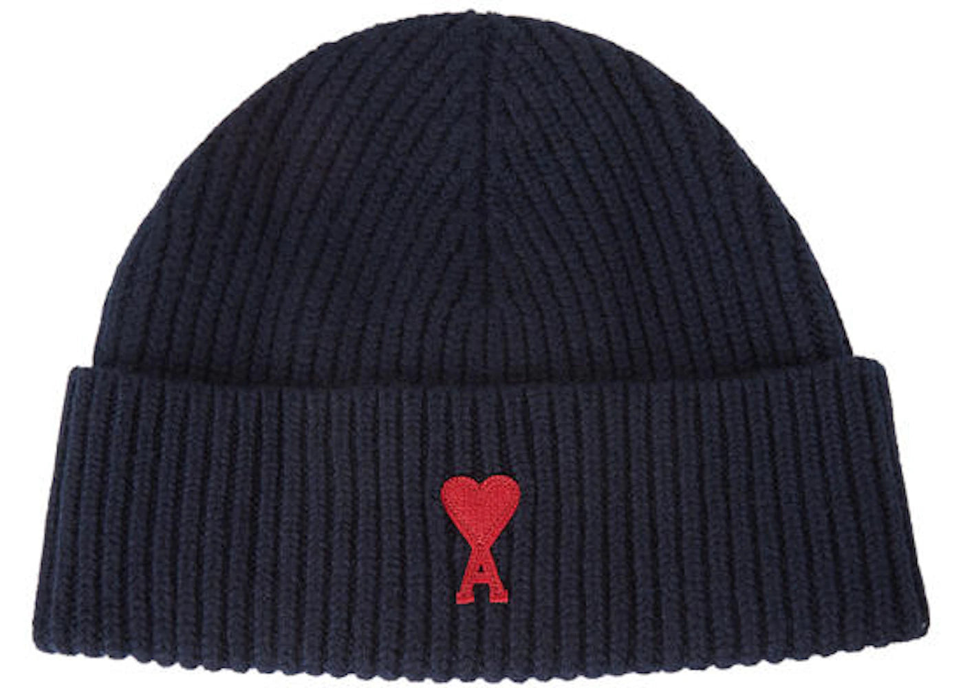 Ami Paris Ami de Coeur Logo Patch Merano Wool Beanie Navy